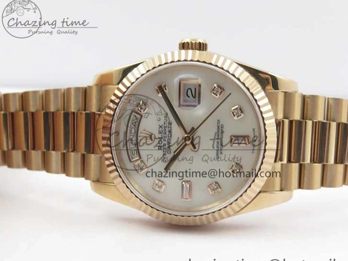 Day-Date Dial President RG on 128239 MOP Best Bp Edition Maker White Crystral Markers 36 Bracelet RG 0715
